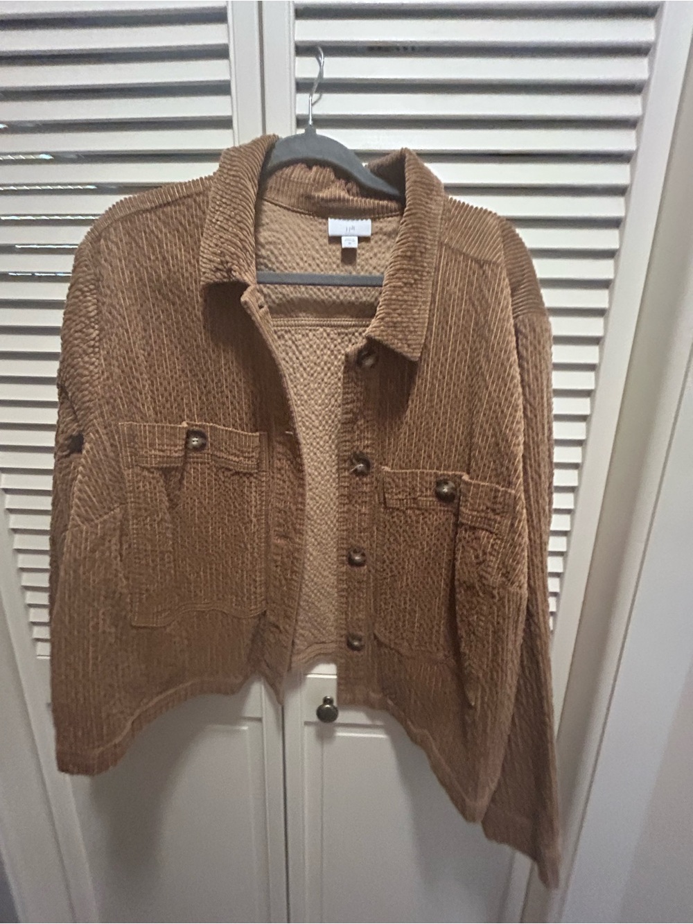 J. Jill Brown Knit Shacket Jacket - Cozy Corded Texture